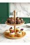 Two Tier Bamboo Presentation Rack - Cookie Rack Treat Breakfast Presentation Rack - 2 Tier Bamboo Presentation Rack Round