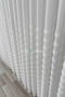 Linen Textured Stripe Tasseled Fringed 1/3 Dense Pleated Ecru Tulle Curtain, Iron-Free, Suitable for Any Room, with Lining