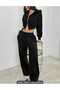 Black Women's Baggy Plus Size Sportswear Loose Fit Stretchy Comfortable Fabric Sweatpants - 2