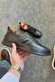 Black Light Comfortable Leather Men's Shoes- Sneakers - 4
