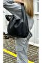 The Moi̇ss Knitted Detail Wide Shopper Campané Retro Black Hand and Shoulder Bag - 2