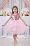 Sequined Layered Pink Children's Evening Dress Show Party Dress 23Nisan Dress Aby182