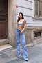 Whatsup High Waist Ripped Detail Wide Leg Pants - 2