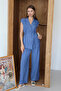 Women's Belted Vest Palazzo Linen Suit 1097 - 2