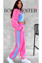 Women's Three-Thread 100% Cotton Oversize Tracksuit Set - Relaxed Fit with Ribbed Corset and Stripe Detail - 5