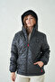 Women's Baklava Pattern Hooded Black Ultra Light Seasonal Coat - 4