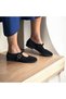 Black Suede Genuine Leather Ballerinas with Buckle - 4
