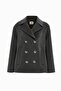 Gold Buttoned Double-Breasted Short Coat Dark Gray - 4