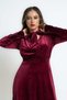 Solid Maxi Dress with Ruffled Neck - 4