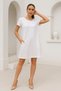 Women's Beige Short Sleeve Pocket Straight Cut Casual Dress - 4