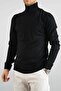 Men's Slim Fit Turtleneck Cotton Half-High Collar Sweatshirt Knitwear Sweater Black - 4