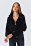 6752 Women's Crop Zipper Sweater Black - 5