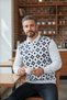 Men's Steel Knitted Shirt Collar Zippered Polo Collar Houndstooth Anti-Pilling Knitwear Winter Dad Sweater - 4