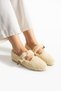Women's Beige Wool Buckle Winter Ballerina Shoes for Home and Outdoor Use - 6