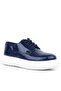 Derby Navy Blue Patent Leather White Sole Children's Classic Shoes - 2