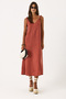 Women's Twisted Strap 100% Linen Dress - Tile