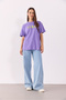 Women's Logo Printed Oversize T-Shirt 100% Cotton - Lilac - 2
