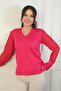 Women's Sleeves Chiffon V-Neck Sweater - 3