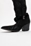 Larry Black Bellows Women's Thick Heeled Summer Boots - 8