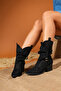 Larry Black Bellows Women's Thick Heeled Summer Boots - 3