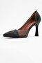653 Black Skin Heeled Women's Shoes - 4