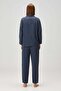 Lino Linen Shirt Pajama Top Navy Blue - 5