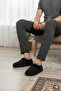 Nordic Men's Slippers Bundle Corduroy Fabric Embroidered Comfortable Soft Sole Fur Indoor Shoes - 2