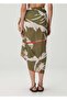 Leaf Patterned Cotton Pareo & Sarong Oil Green - 4