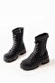 868-2006 Black Emerald Flat Heeled Lace up Zippered Daily Women's Boots - 3