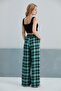 Women's Woven Viscose Checkerboard Patterned Large Size Slouch Pants with Pockets and Elastic Waist - 2