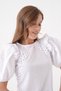 Women's Crew Neck Flounced Watermelon Sleeve Guipure Detailed Sports Stylish Floral Laced Blouse - 4