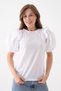 Women's Crew Neck Flounced Watermelon Sleeve Guipure Detailed Sports Stylish Floral Laced Blouse - 6