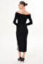 Sandy Madonna Black Dress with V Accessory – Modern Reflection of Elegance - 5