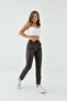 Women's Elastic Waist Piece Leather Sports Stylish Design Leather Trousers - 3