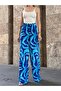 Women's High-Waisted Belted Patterned 100% Viscose Cotton Wide-Leg Chic Casual Plus Size Curve Pants - 7