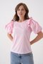 Women's Crew Neck Flounced Watermelon Sleeve Guipure Detailed Sports Stylish Floral Laced Blouse - 4