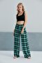 Women's Woven Viscose Checkerboard Patterned Large Size Slouch Pants with Pockets and Elastic Waist - 3