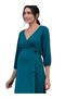 Women's V-Neck Three Quarter Sleeve Waist Tie Midi Length Sport Stylish Viscose Maternity Dress - 7