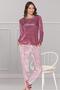 Velvet Long Sleeve Patterned Soft Winter Stylish Elegant Pajama Set with Embroidery Details 09-155 - 3