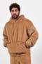 طقم ملابس رجالي فاخر من الفرو الناعم مع قلنسوة وتصميم كنغر LS-8622 - 4