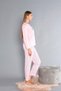 Long Sleeve Crew Neck Pajama Set - Summer Heart Pattern Soft Milan Fabric - 59-01 (M, L - 4