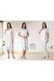 Women's Ecru Linen Ruffled Maternity Pajama Set Nightgown 4-Piece Set - 3