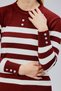 Striped Wool Women's Trendy Knitwear Sweater with Collar and Cuff Button Detail - 4