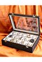15-Slot Brown Patterned Watch Box, Faux Leather Covered, Custom Made, Handmade