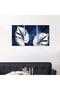 Modern wall panel, blue plant drawing - 24521 - divided into three pieces