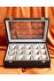 15-Slot Brown Patterned Watch Box, Faux Leather Covered, Custom Made, Handmade - 2