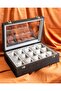 15-Slot Brown Patterned Watch Box, Faux Leather Covered, Custom Made, Handmade - 3