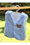 Blue Welsoft Teddy Embroidered Baby Vest & Knitwear Knitted Booties Set - 5