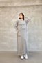 Women's Gray Bag Pocket Long Sleeve Vintage Detailed Loose Cotton Knit Long Dress - 3