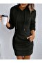 Women's Long Sleeve Hooded Mini Plush Dress with Pockets